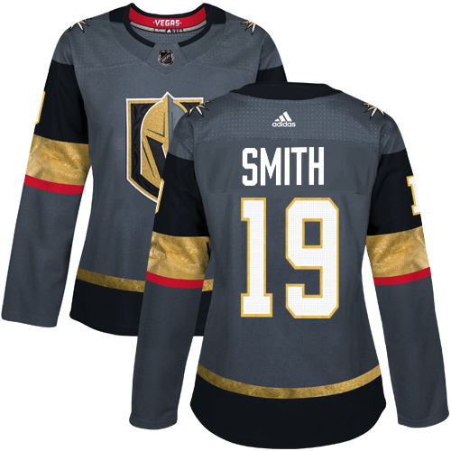 Adidas Vegas Golden Knights #19 Reilly Smith Grey Home Authentic Women Stitched NHL Jersey